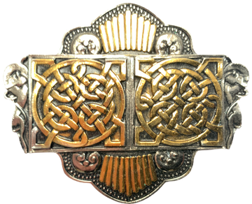 Twin Celtic Circles Gold Silver Belt Buckle
