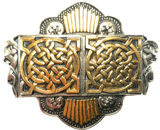 Twin Celtic Circles Gold Silver Belt Buckle