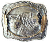 Two Wolfs Gold Belt Buckle