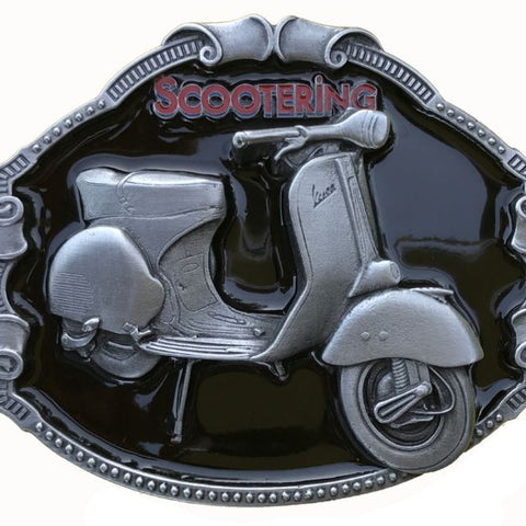 Vespa Scooter Black Belt Buckle