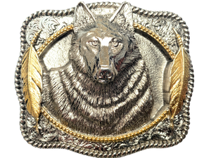 Wolf Head Silver Gold Belt Buckle