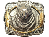 Wolf Head Silver Gold Belt Buckle