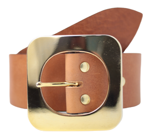 Women's Dress Belt with Polished Gold Buckle