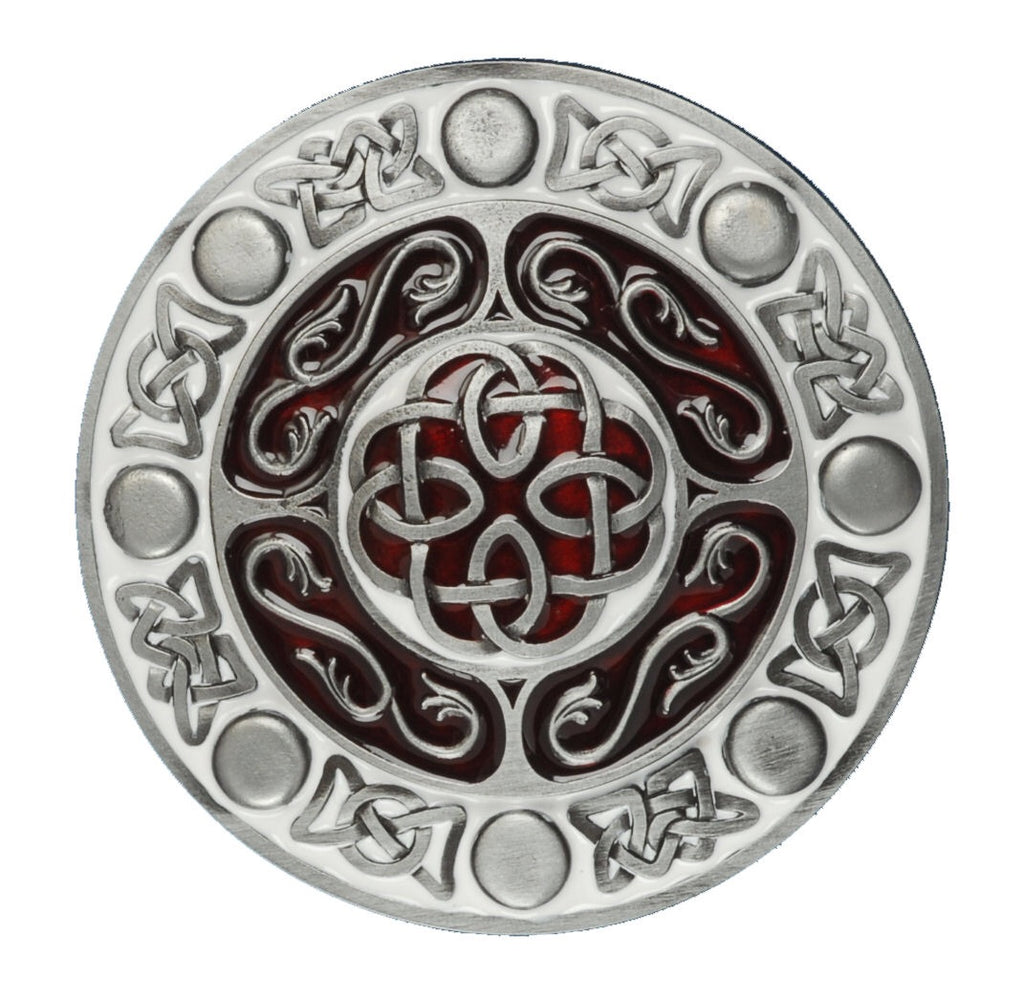 Round Celtic Design Red Belt Buckle