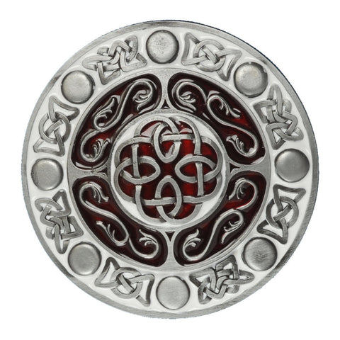 Round Celtic Design Red Belt Buckle
