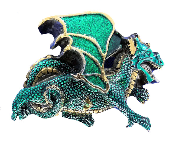 Dragon Gold Green Belt Buckle