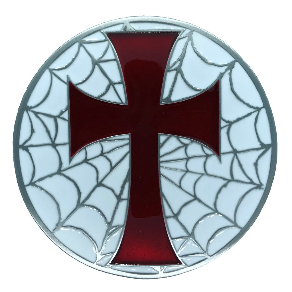 Cross Web Red White Belt Buckle